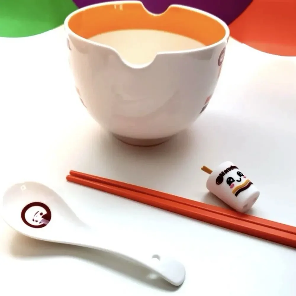 NIB Maruchan Ramen Noodle Bowl Set with Chopsticks Spoon & Chopstick Holder Gift